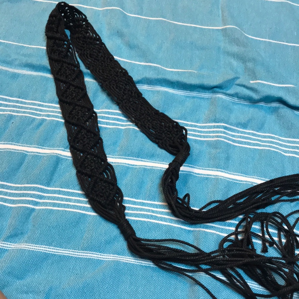 Black crochet belt